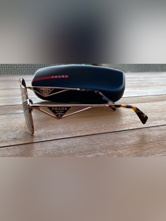 PRADA SPR73Z Sunglasses Aviator Black Lens Gold Metal Frame 140mm main image 4